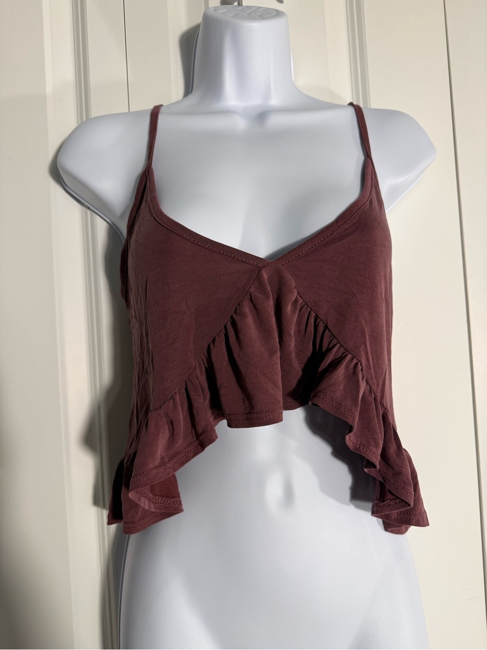 Kimchi Blue Rust Ruffle-Hem Spaghetti Strap Camisole